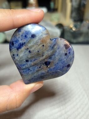 #69 Natural Sodalite Puffy Heart Pocket Stone — 2" / 2 oz Blue Gemstone Crystal